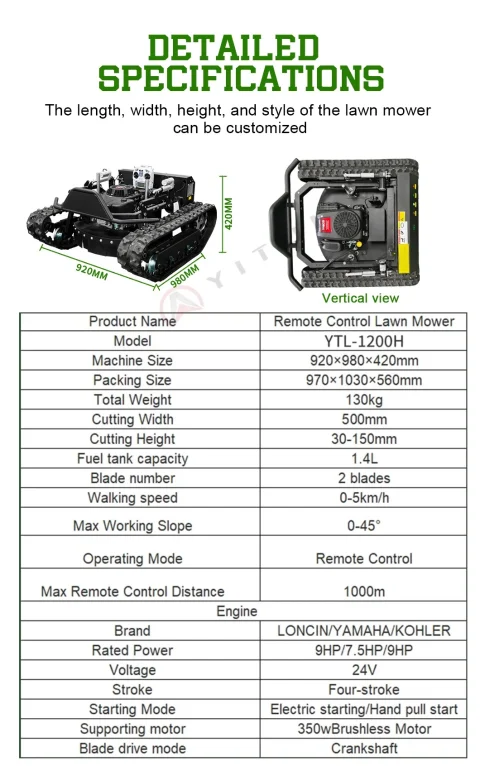 Personalized CE EPA Certified All-Terrain Lawn Mowing Robot with Rubber Tracks and Multi-Function Remote Control 5