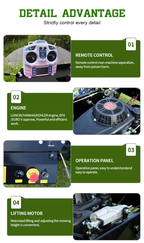 Personalized CE EPA Certified All-Terrain Lawn Mowing Robot with Rubber Tracks and Multi-Function Remote Control 4