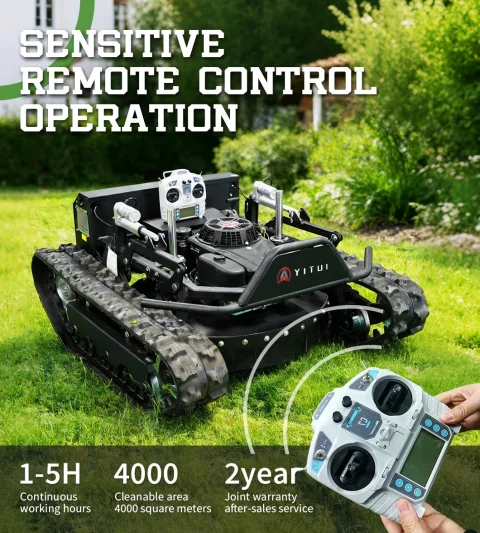 Personalized CE EPA Certified All-Terrain Lawn Mowing Robot with Rubber Tracks and Multi-Function Remote Control 3