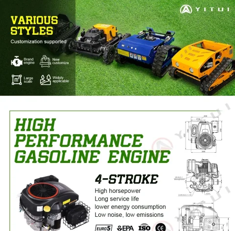 Personalized CE EPA Certified All-Terrain Lawn Mowing Robot with Rubber Tracks and Multi-Function Remote Control