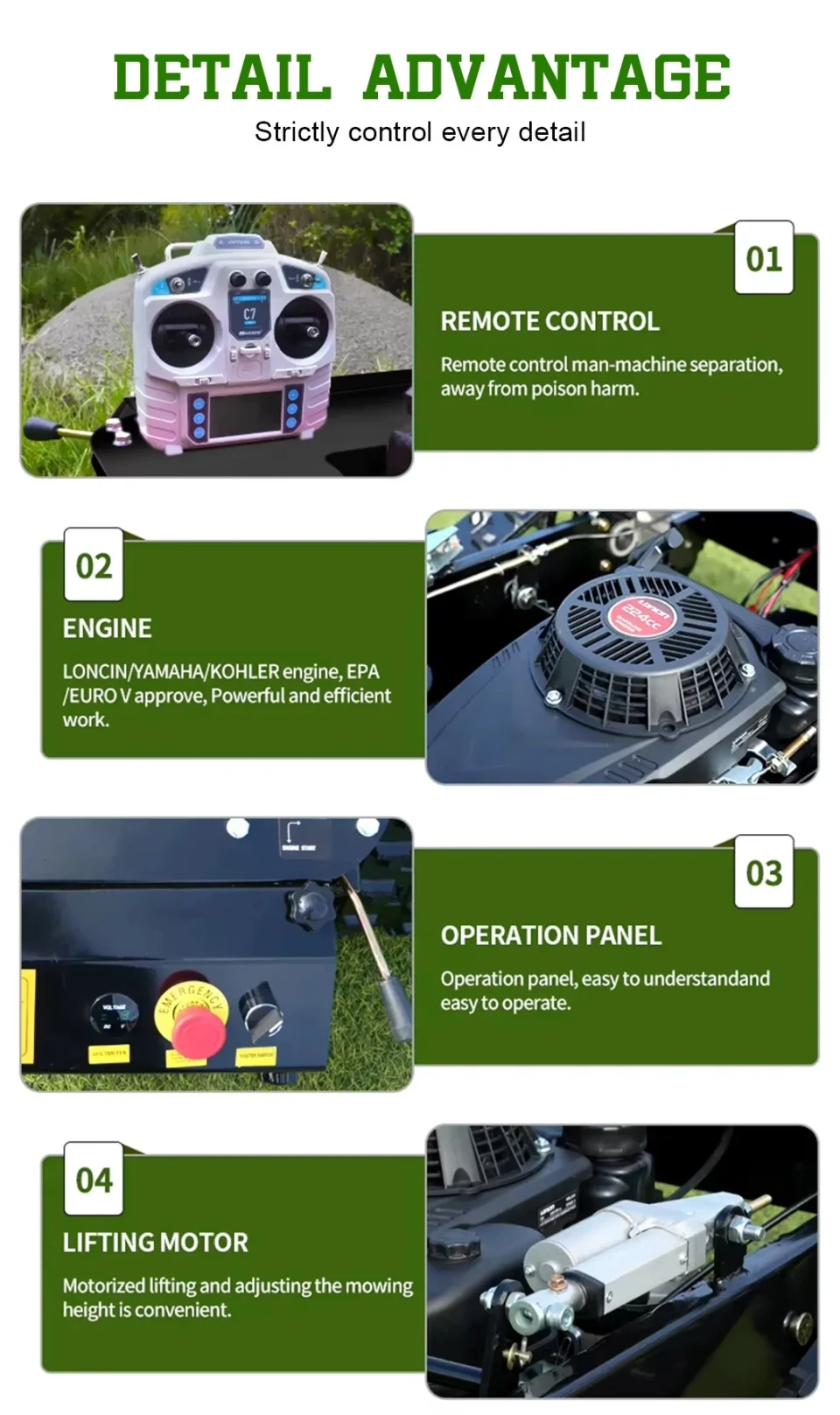 Personalized CE EPA Certified All-Terrain Lawn Mowing Robot with Rubber Tracks and Multi-Function Remote Control
